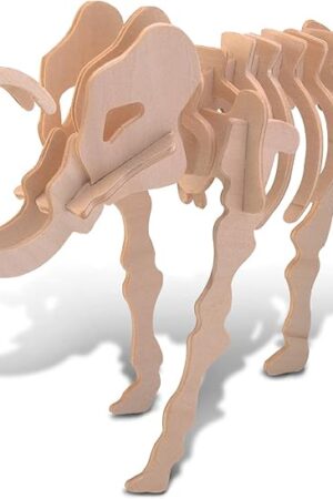 The Puzzled 3D Puzzle Woolly Mammoth Wood Craft Construction Model Kit, Fun Unique & Educational DIY Wooden Toy Assemble Model Unfinished Crafting Hobby Puzzle to Build & Paint for Decoration 19pc Pack