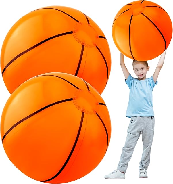 The 2 Pcs 40 Inch Jumbo Inflatable Basketball Large Inflatable Sports Basketball Giant Beach Balls Toys for Outdoor Activity Summer Birthday Sports Themed Party Favors