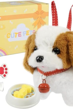The Plush Toys Walking Dog Toys That Can Walk, Bark and Wag Tail,Interactive Electronic Pet Toys Puppy with Leash,Easter Christmas Birthday Gift for Toddlers Kids