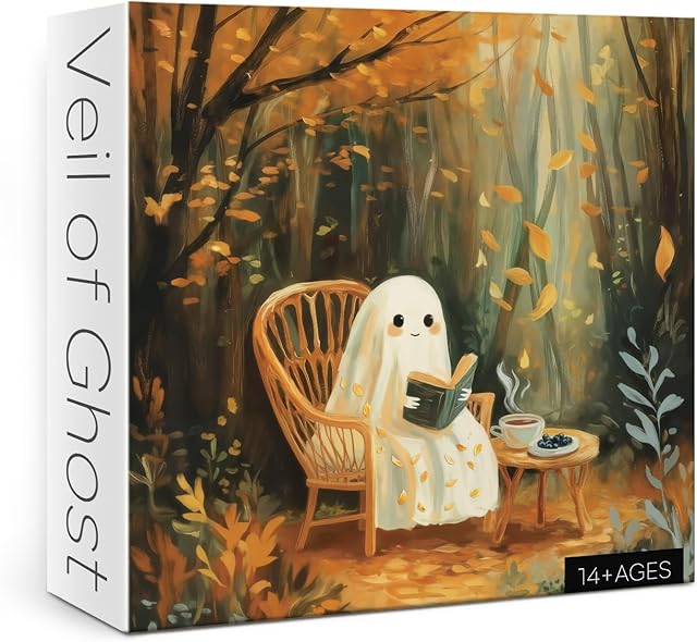 The Halloween Ghost Puzzles for Adults 1000 Piece, Fall Horror Forest Jigsaw Puzzles, Holiday Cozy Garden Art Puzzle