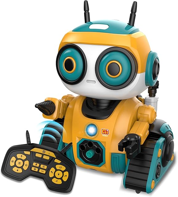 The Robot Toys, Rechargeable Remote Control Robot, with Intelligent Programming Function, Gesture Sensing, Auto-Demo,Music and Dance,Children's Birthday Gift(Yellow)