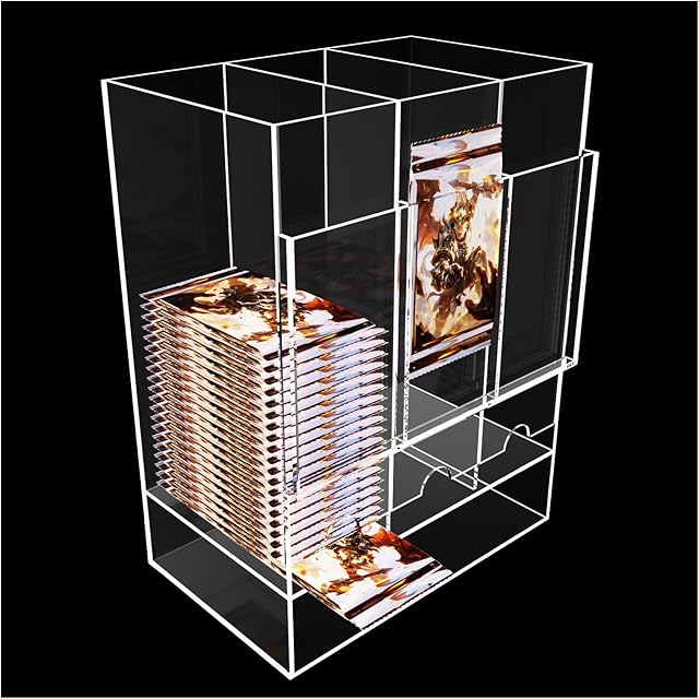The 3 Slot Booster Pack Dispenser for Standard Card Packs – Clear Acrylic Trading Card Display Stand for Sealed Booster Pack Storage & Collection