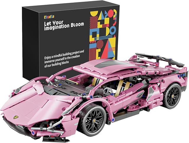 The Chodia Sport Race Car Building Block Sets for Adults Pink Racing Supercar Toys Kits Collectible 1:14 MOC Model Construction Birthday Gifts for Men Boys and Girls Teens Age 8-12 12-16,14+