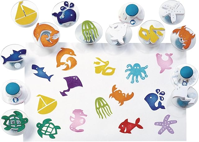 The Colorations SEASTAMP Easy-Grip Stampers, Sea Life (Pack of 14)