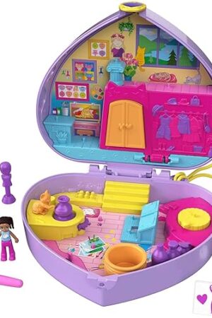 The Polly Pocket Starring Shani Art Studio Compact, Micro Shani and Friend Dolls, 5 Reveals, 12 Accessories, Pop and Swap Feature, 4 and Up