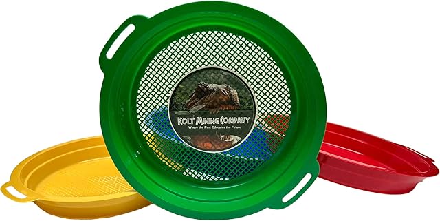 The Sand Sifter Set – Teach Kids Sieve, Play, Explore and Discover Hidden Treasures – Made in The USA – Set of 4 – Blue, Green, Red and Yellow – 10.5 x 2 inches