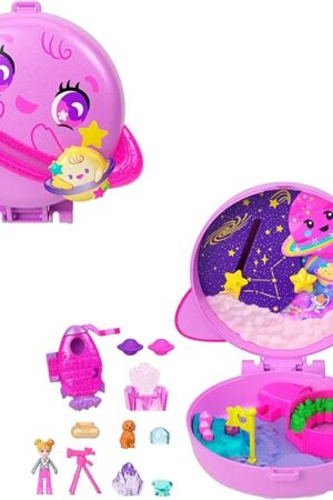 The Polly Pocket Space Exploration Travel Toy Set with 1 Mini Figure, Puppy and Themed Accessories, JCB18