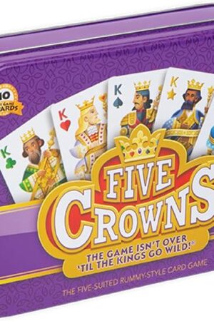 The PlayMonster Five Crowns Collectible Tin – Card Game for Kids and Adults, Family Game Night, The Game isn’t Over Until the Kings Go Wild!, 5 Suited Rummy Style Card Game, 1-7 Players, Ages 8+