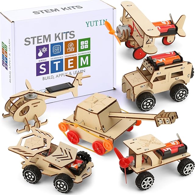 The STEM Kits for Kids Age 8-10 10-12, 6 Set Wood Building Projects Crafts Science Model Car Kits for Kids Age 8-12 5-7, Wooden 3D Puzzles, STEM Toys for Boys 7 8 9 10 12 13 Year Old Birthday Gifts
