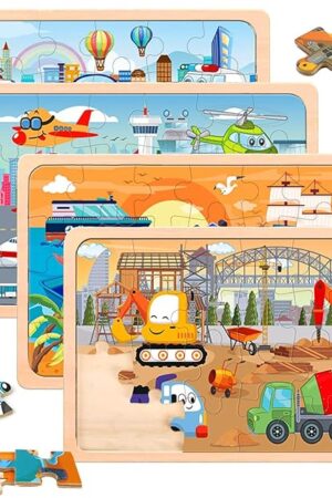 The Puzzles for Kids Ages 4-6,24 Pieces Wooden Puzzles for Toddlers Ages 3-5 4-8 3 4 5 6 3-4 Year Olds.4 Pack Car Puzzle Set Children Jigsaw Puzzles for Boys and Girls Educational Learning Toys