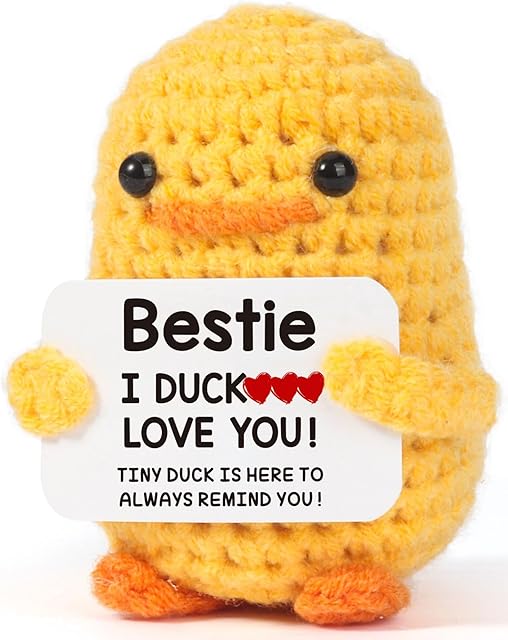 The MBL Birthday Gifts for Women Bestie - I Duck Love You, Handmade Funny Cute Knitted Duck for Sister Female Best Friend BFF, Get Well, Friendship, Graduation, Birthdays, Christmas