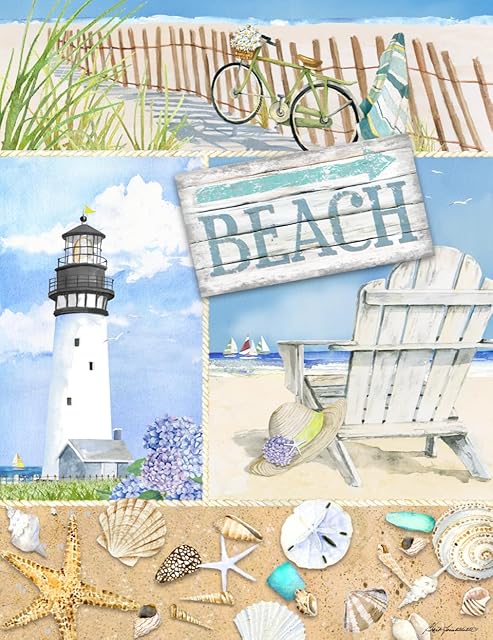 The Heritage Puzzle Coastal Collage - 550 Piece Beach Jigsaw Puzzles for Adults Size 18" x 24" by Barb Tourtillotte - Coastal Puzzle Brain Teaser Suitable for Framing - Made in U.S.A.