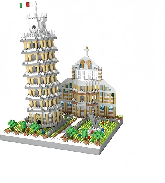 The Leaning Tower of Pisa Micro Mini Building Blocks - 8.7"Scale Architecture Model Kit for Adults, Collectible Display Toy with Detailed Manual, STEM Educational Toy for Teens & Adults (1700+ Pieces)