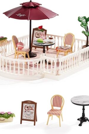 The Rolife Super Creator Accessories Chic Café Terrace, Tiny House Building Blocks for Little Dolls, DIY Plastic House Model Building Kits for Teens, DIY Crafts/Hobbies for Adults (Chic Café Terrace)