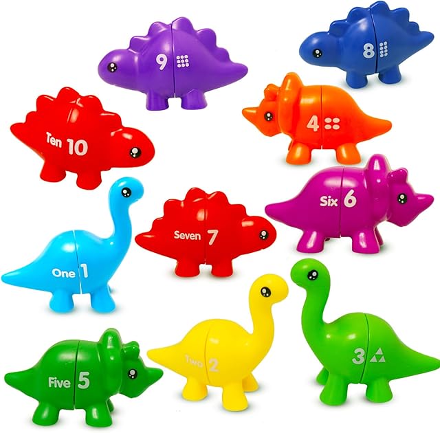 The Dinosaur Number Matching Toys for Kids - Educational Colorful 123 Counting Dinosaur Toys for Learning Numbers and Colors - Fine Motor Skill Interactive Learning Toy for Toddlers and Preschoolers