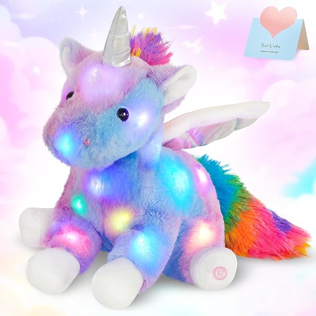 The 16.5" Unicorn Light up Unicorn Stuffed Animal Glowing Soft Plush Toys Decor Birthday Christmas Children's Day Gifts for Toddlers Boys Girls Kids