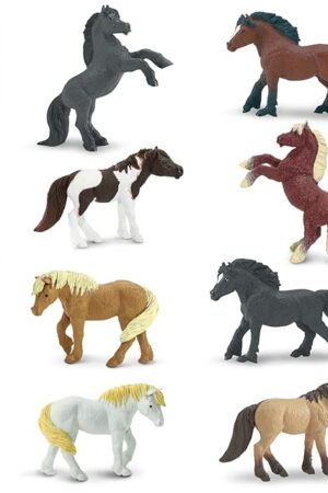 The Safari Ltd. Ponies TOOB - 8 Figurines: Dartmoor, Highland, Fell, Welsh, Quarter, Shetland, Chinoteague, Exmoor Pony - Educational Toy Figures For Boys, Girls & Kids Ages 3+