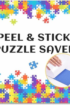 The Puzzle Saver Sheets - 18 Peel & Stick, No Stress & No Mess, Clear Sticker Sheets with 6 Adhesive Hangers & 1 Scraper