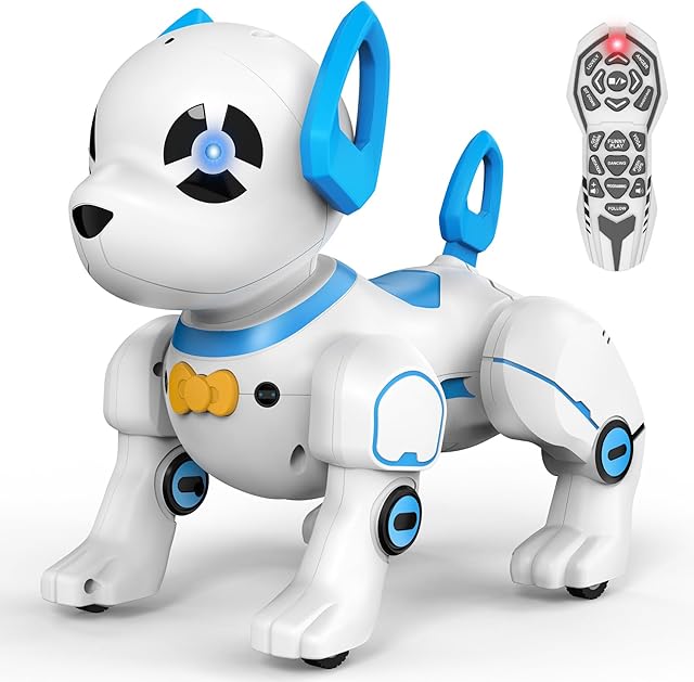 The Remote Control Robot Dog Toy, RC Programmable Smart Interactive Robotic Pet, RC Stunt Robot Toy Imitates Animals Music Dancing Handstand Push-up Follow Functions for Boys & Girls