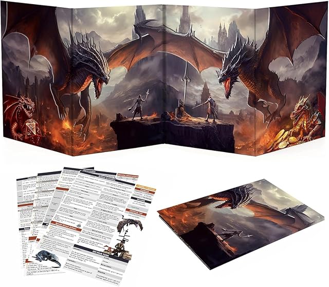 The Haxtec DND DM Screen, Master Screen Compatible with Dungeons and Dragons Board Games Masters, TTRPG Accessories DND Gifts for DM Dungeons Masters
