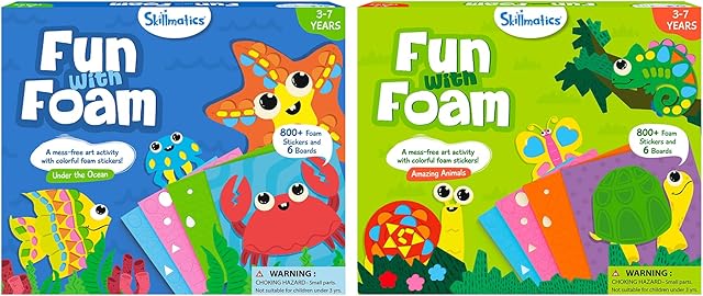 The Skillmatics Fun with Foam Underwater Animals & Wild Animals Bundle, No Mess Sticker Art for Kids, Craft Kits, DIY Activity, Gifts for Boys & Girls Ages 3, 4, 5, 6, 7