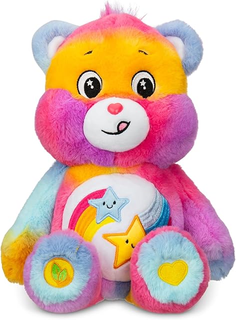 The Care Bears Medium Plush Dare to Tie Dye Plushie for Ages 4+ – Stuffed Animal, Super Soft and Cuddly – Good for Girls and Boys, Employees, Collectors, Great Valentines Day Gift for Kids