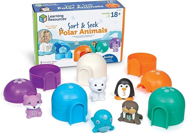 The Learning Resources Sort & Seek Polar Animals - 15 Pieces, Age 18+ Months Toddler Learning Activities, Educational Toys, Educational Toy Set Color, Teaching Toys