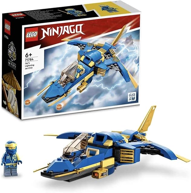 The LEGO Ninjago Jays Thunder Jet EVO, Upgradable Ninja Toy Plane with Jay Mini Figure, Birthday Gift Idea for Children from 7 Years 71784
