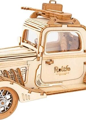 The Rolife 3D Wooden Puzzles Retro Car Model - Collectibles Wooden Model Kits for Adults Desk Toys Display Gift for Adults (Vintage Car)