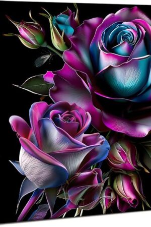 The Purple Rose Art Puzzles for Adults 1000 Pieces, Beautiful Flower Plant Jigsaw Puzzles, Impossible Challenging Gradient Aesthetic Floral Puzzle