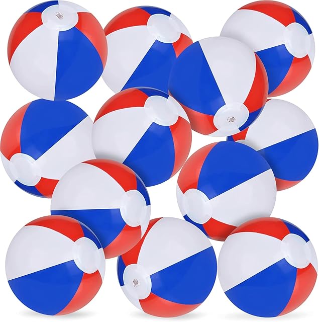 The ArtCreativity 8" Patriotic Beach Balls for Kids (Pack of 12) Inflatable Summer Toys for Boys and Girls, Decorations for Hawaiian, July 4th Pool Party Favors