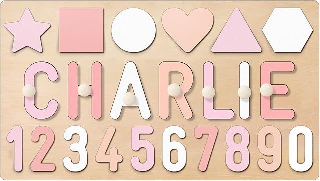 The Personalized Name Puzzle for Kids, Custom Wooden Name Puzzles for Toddlers 1-3, 1st Birthday Gifts Girl Boy, Alphabet Number Puzzle with Engraved Text on Back, Baby Learning Toys