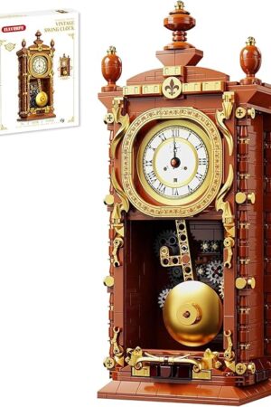 The Retro Clock Building Block Set, Mechanical Pendulum Vintage Clock Toy with Real Functional Timepiece & Moving Gears, Home Decor & Housewarmings Gift for Man Woman & Adults Kids Ages 6+ (751 PCS)