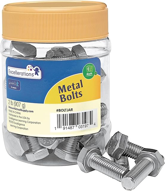 The Metal Bolts - 2 lbs. Excellerations Loose Parts, Metal Bolts for Sorting and Counting, upcycled Materials, Educational Toys for Kids