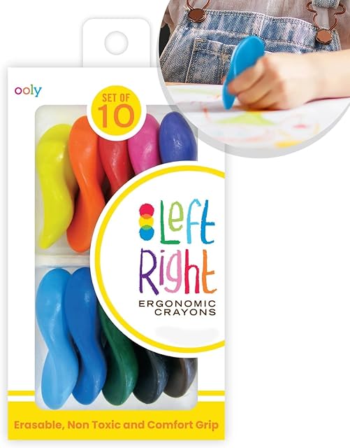The Ooly Ergonomic Erasable Crayons for Young Kids, 10 Colored Crayons in Bright Colors are Non-Toxic and Made from Eco-Friendly Polymers, No Rolling Crayon, Summer Crafts for Kids