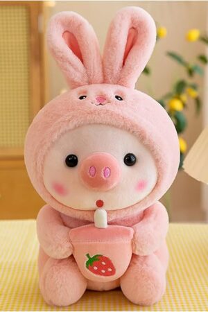 The Pig Plush Pillow Pig Dressed Up As Frogs Tigers Rabbits Cute Plush Pillow Gifts for Boy Girl (9.8 in, Pink)