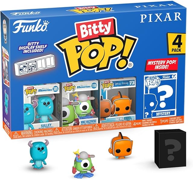The Funko Bitty POP Pixar - 4 Pack - Mike Wazowski, and a Mystery Bitty POP Figure and A Surprise Mystery Mini Figure - 0.9 Inch (2.2 Cm) - Pixar Collection Collectable - Gift Idea - Cake Topper