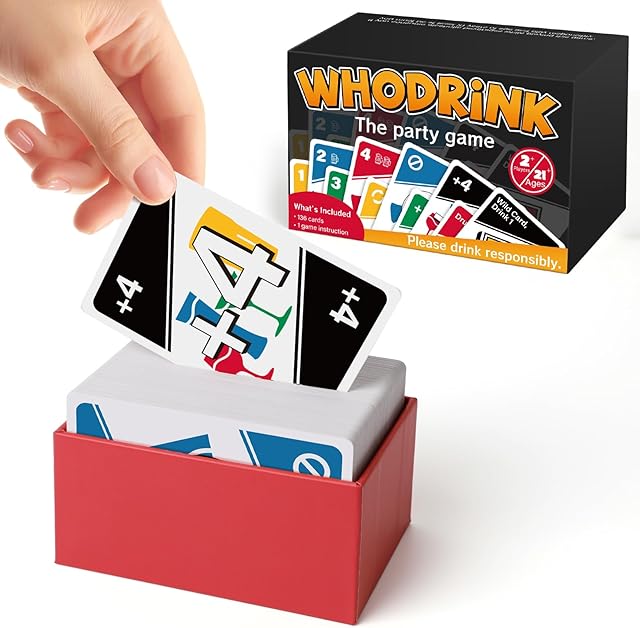 The WHODRINK-Drinking Card Games for Adults,Bachelorette Party Games, Drunk Couple Games for Date Night, Family Girls Night 136 Flashcards, Age 21+