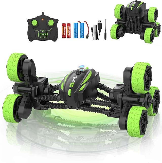 The Remote Control Car, RC Cars Stunt RC Car Toys New Upgraded Transform 6-Tire Flips Car Toys, 360° Rotating, 4WD Rc Drift Truck for Boys Girls Birthday Gift (Green)
