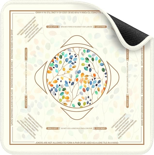 The Deyimmei Mahjong Mat for Table - Non-Slip Mahjong Table Cover with Storage Pockets, Perfect Mahjong Accessories & Gifts for Women, Men, and Mahjong Enthusiasts (Golden Harmony)