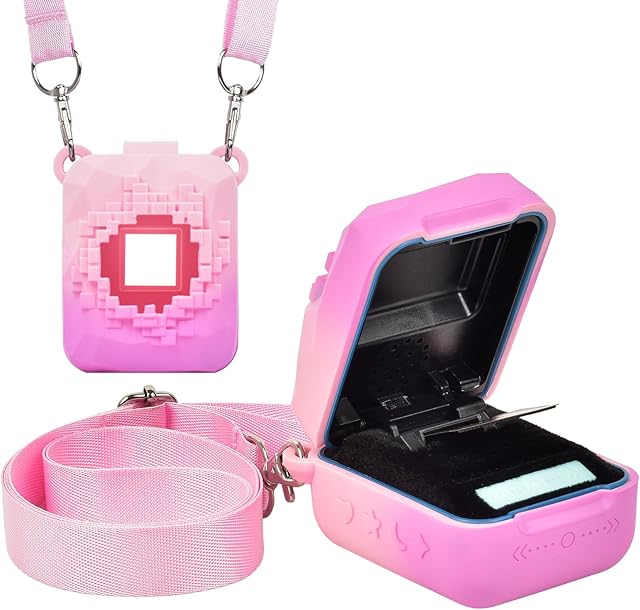 The Silicone Cover Case Compatible with Bitzee Magicals Interactive Toy Digital Pet, Protective Sleeve Skin with Detachable Shoulder Strap for Bitzee Virtual Electronic Pets & Accessories(Bag Only)-Pink