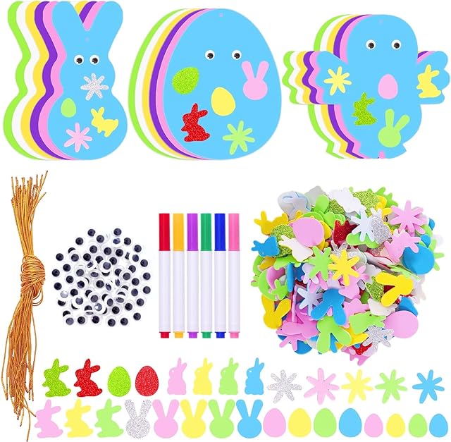 The baotongle 302pcs Easter Foam Stickers Set Egg Bunny Chick Decorations for Kids Crafts Party Favors Supplies Easter Craft Kits
