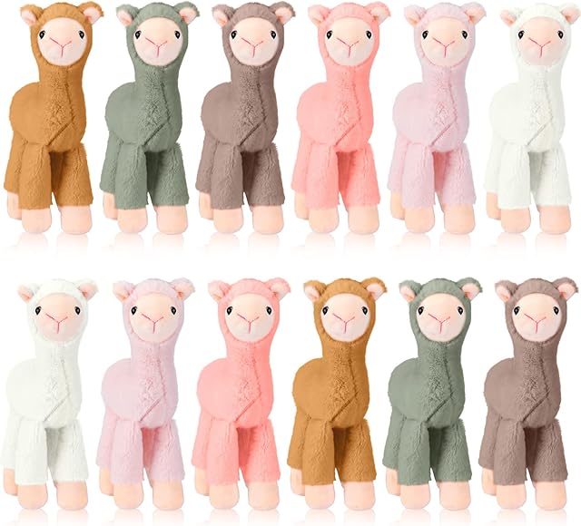 The 12 Pcs Mini Llama Stuffed Animals 7.87 Inch Alpaca Plush Dolls Cute Keychain Plush Llama Party Favors for Boys and Girls Birthday Party Supplies Baby Shower Bag Fillers Gift