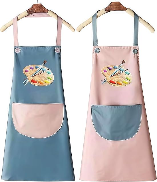 The Kids Apron - 2 Pack Painting Apron for Children Toddler Girls, Aprons for Kids Painting Cooking Baking Art Crafting