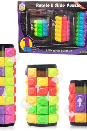 The R.Y.TOYS Rotate and Slide Puzzle-Design Patent,Fidget Toys(Restore Order/Create Patterns) 8 Colors,4, 6 and 8 Layers-Detach Piece for Quick Play,Brain Teaser,Sensory Toy Gift,Easter Basket Stuffers