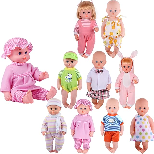The Alive Baby Doll Clothes Accessories, 9 Sets Outfits for 14-15 Inch Alive Baby Doll and 18-inch Doll, Reborn Newborn Doll Clothing Dress, Dolls Not Included