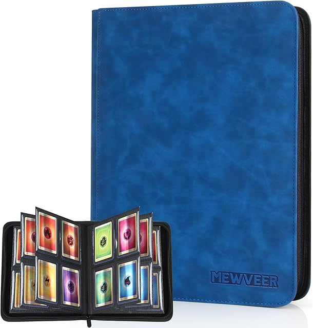 The Top Loader Card Binder, Holds 112 Top Loaders Storage, 4 Pockets Trading Card Binder for Sports Cards, YGO/MTG/TCG Game Collection Binder - Sapphire Blue (Not for Cards WITHOUT a Top Loader)