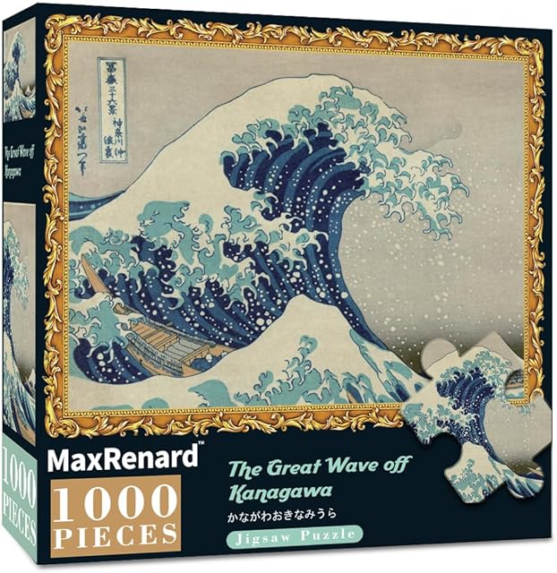 The MaxRenard Game 1000 Pieces Jigsaw Puzzle for Adult Fine Art Collection Toy The Great Wave Off Kanagawa Puzzle