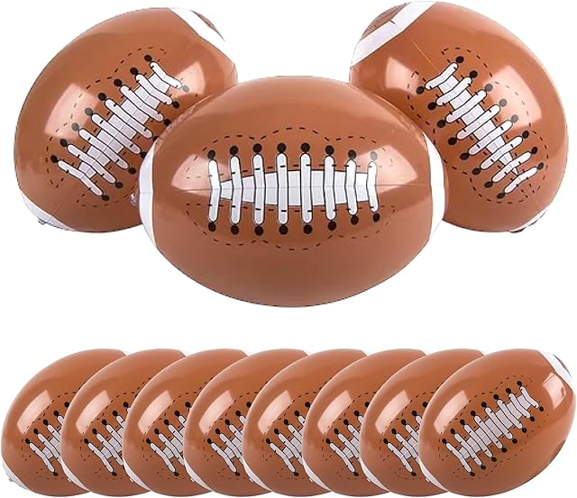 The 12 Pack 16" Inflatable Footballs – Bulk Pool Toys for Kids & Adults, Backyard Sports Party Favors, Game Day Decorations, Summer Water Fun, Tailgate Accessories, Beach & Birthday Supplies