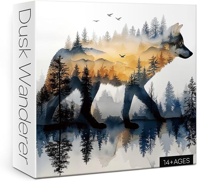 The Art Wolf Animal Puzzles for Adults 1000 Pieces Nature, Magic Sunset Landscape Forest Aesthetic Wildlife Jigsaw Puzzles, Impossible Hard Challenging Puzzle